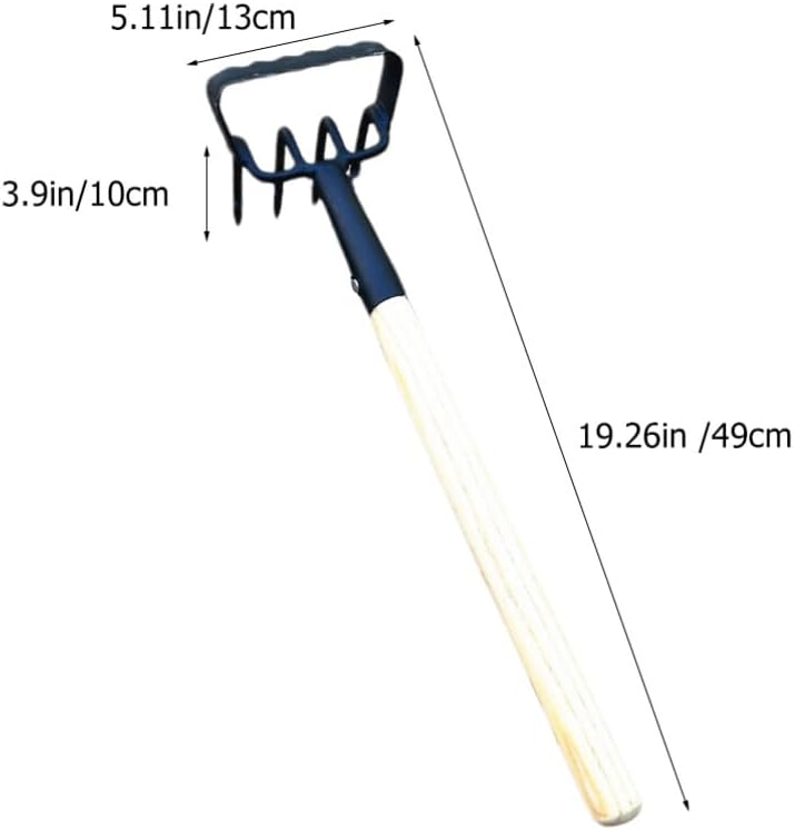 Yardwe Garden Hand Rake Portable Rake for Digging Weeding and Loosening Soil Compact Gardening Tool for Lawn Garden and Outdoor Use Design