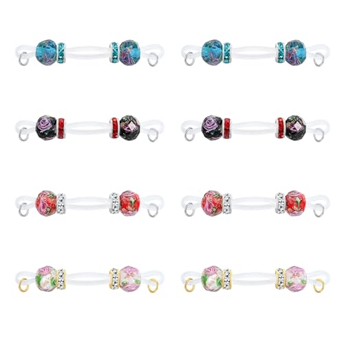 MODRSA Nipple Ring Nipple-Piercing Piercing-Jewellery: 4 PCS Adjustable Non Pierc Glazed Beads Fake Nipples Rings with Butterfly Pendant