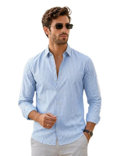 TOKYOTRENDS Men's Cotton Vertical Striped Casual Shirt - Image 2