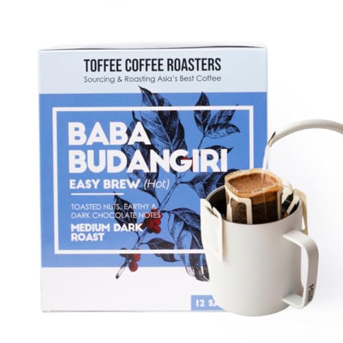 Image of Toffee Coffee Roasters | Baba Budangiri Coffee | Easy Brew (Hot Brew) Bag | Pack of 18 Sachets | No Equipment Required | Medium Dark Roast |Notes: Toasted Nuts, Earthy & Chocolate