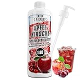 C.P. Sports Getränkesirup APFEL-KIRSCHE für Mineraldrink I VITAMINE + ZUCKERFREI* I Getränkekonzentrat Sirup 1:80 zum Mixen mit Wasser für Vital-Drink Sport-Getränk I 1 Liter + Pumpspender