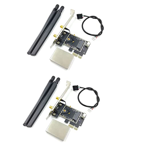 KEALBAUS 2 adaptadores de tarjeta WiFi PCIE con Bluetooth de doble banda, adaptador de repetidor de tarjeta de red inalámbrica para PC de escritorio para AX200 9260AC