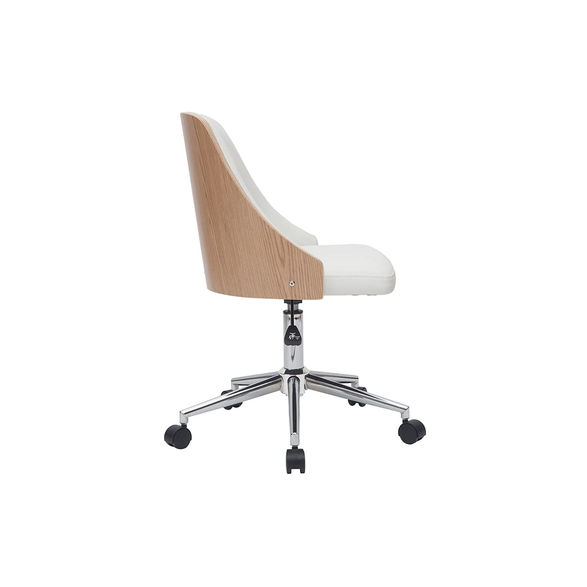 Miliboo Fauteuil de Bureau Design Blanc et Bois Clair QUINO