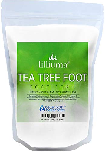 Tea Tree Foot Soak 40 Ounces Mediterranean Sea Salt with Lavender, Tea Tree, and Eucalyptus Essential Oils, Natural Ingredients