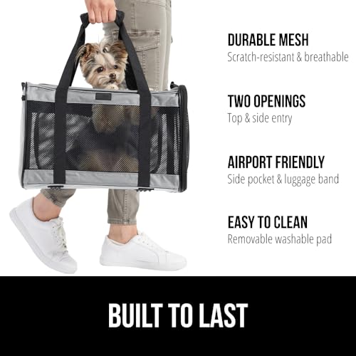 GORILLA-GRIP-Airline-Travel-Cat-Carrier-Bag-Up-to-15-Lbs-Breathable-Mesh-Collapsible-Pet-Carriers-for-Small-Medium-Cats-Small-Dogs-Puppies-Portable-Kennel-with-Soft-Washable-Waterproof-Pad-Gray GORILLA GRIP Airline Travel Cat Carrier Bag Up to 15 Lbs Breathable Mesh Collapsible Pet Carriers for Small Medium Cats Small Dogs Puppies Portable Kennel with Soft Washable Waterproof Pad Gray