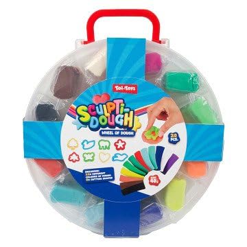 Toi-Toys kit de jeu en argile - 12 couleurs d'argile dans un coffret rond - moules inclus