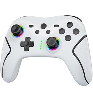 Olimoxi Switch Controller, Switch Pro Controller Wireless für Switch/Switch Lite/Switch OLED,Wireless Switch Controller mit RGB LED Licht,1000mAh,Programmierbar,Wake-up,Turbo,Bewegungssteuerung