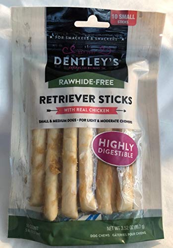 Yasirona Dentleys Rawhide-Free Retriever Sticks with Real Chicken 10 Count  Sticks 5