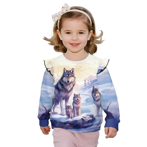 Xhuibop Toddler Crewneck Sweatshirt Fall Outfits Ruffle Long Sleeve Shirts for Girls Stylish Graphic Tees