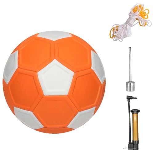 PLLYPE Curve Ball Football, Size 5 Swerve Ball, 20 cm Curve Balls Set, 1 Pump, Boys Girls Indoor Outdoor Soccer Training or Game Kick, Perfect for Outdoor & Indoor Match or Game (Orange White)