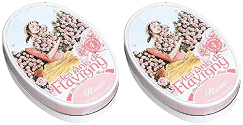 Les Anis De Flavigny, Rose (French Mints), 1.75 Ounce Tin Pack of 2
