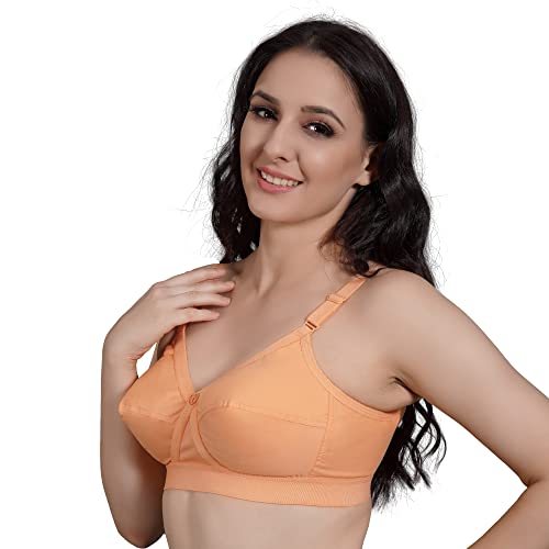 Image of TRYLO KPL Women's Cotton Non-Padded Bra Black /Black Currant /Butter SCOT /Coral /MARUN /Rasberry /Rose Gold /Nude /Sapphire /Skin /White 30 to 40 Available Cups C to I