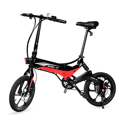 Swagtron Swagcycle EB-7 Elite Folding Electric Bike, 16-Inch Wheels, Swappable Battery with Keylock & Rear Suspension (Black),Large