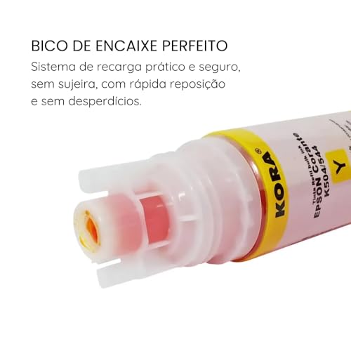 KIT 4x Cores Refil Tinta 544 504 | Compatível L3150 L3250 L3110 L5190 L3210 L5290 L1250 L5590 T544 T