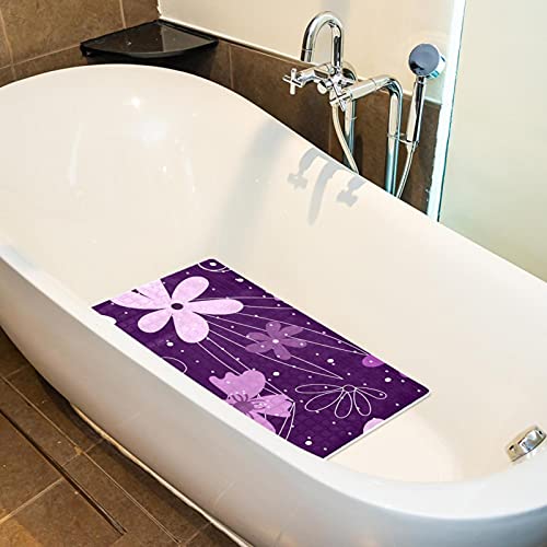 Tapis de bain violet abstrait moderne avec ventouses de sécurité