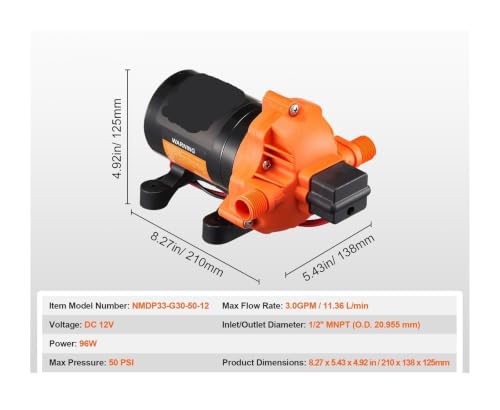 Bomba de agua autocebante de 12 V con interruptor regulable de 40 a 100 PSI 3