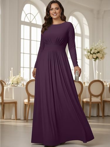 Image of KOH KOH Womens Long Sleeve Flowy Modest Elegant Evening Maxi Dress Gown
