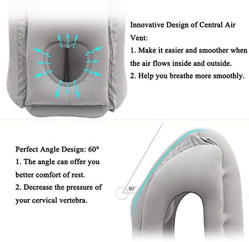 AirGoods Inflatable Travel Pillow 3rd Generation Neck and Head Support Pillow for Sleeping on Office Train Car (Grey)