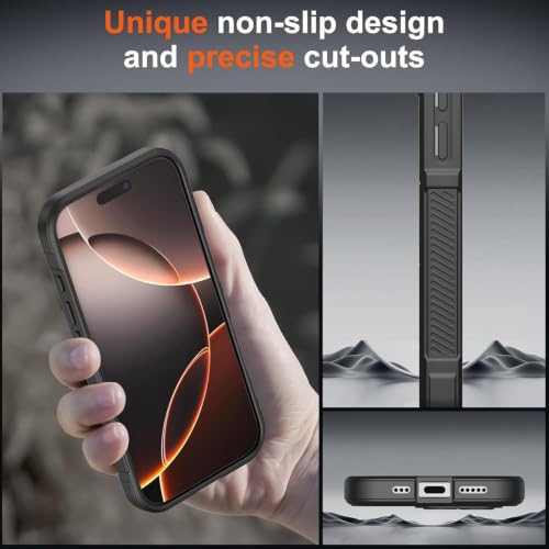 Image of ShieldTech AirGuard Series Back Cover Case for Apple iPhone 16 Pro Max | Microfiber Lining | Airbag Cushion Drop Protection | Shockproof Silicone Cover | Anti Slip Grip - Black for iPhone 16 Pro Max
