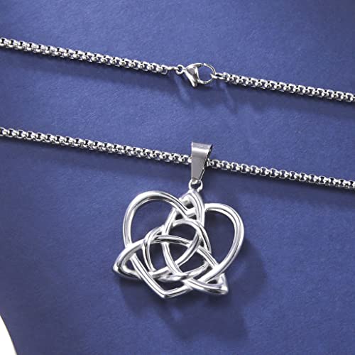 Jude Jewelers Stainless Steel Celtic Knot Heart Shaped Statement Party Holiday Wedding Pendant Necklace4
