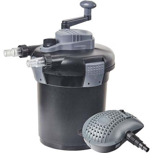 Heissner Druckfilter Set HLF3000-00 inkl. 7 Watt UV-C Teichklärer für Teiche mit 3000 l