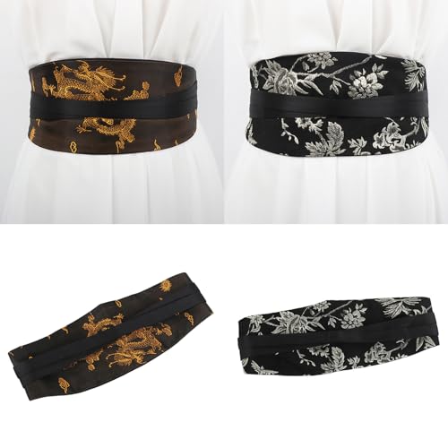 Retro Wide Girdle Belt Chinese Loong Elegant Elastic Belt For Wrap Dress And Traditional Chinese Clothing2