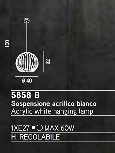 Sospensione Acrilico Bianco 1Xe27 Max. 60W