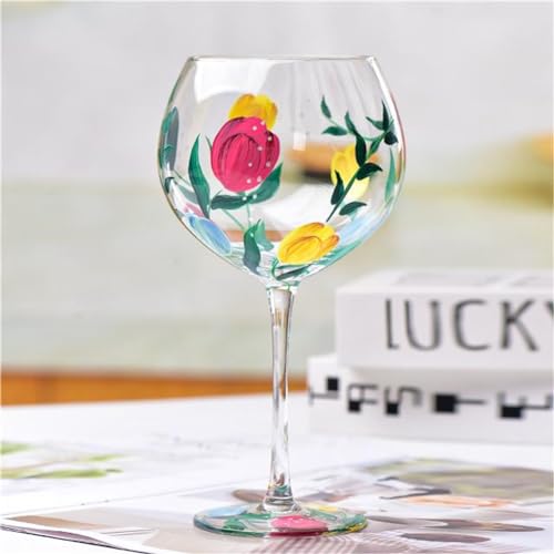 SKINFORD-2PCS-Hand-Painted-Flower-Wine-Glass-Rose-Stemmed-Wine-Glasses-Flower-Goblet-Butterfly-Wine-Glass-Cocktails-Novelty-Gift-for-Birthdays-Weddings-Rustic-Country-Farmhouse-Tulip SKINFORD 2PCS Hand Painted Flower Wine Glass Rose Stemmed Wine Glasses Flower Goblet Butterfly Wine Glass Cocktails Novelty Gift for Birthdays Weddings Rustic Country Farmhouse Tulip