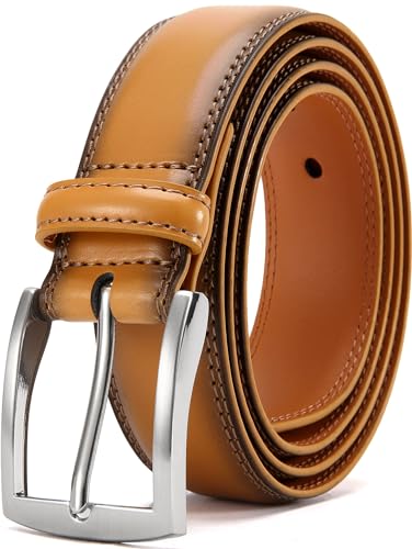 Image of DOOPAI Mens Dress Belt - Genuine Leather Dress Belts For Men,Casual Suit Jeans Belt-Single Prong Buckle black belt