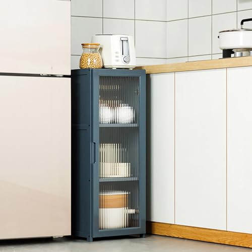 Wolnostojąca szara szafka kuchenna uniwersalna szafka do przechowywania spiżarni z drzwiami, regał półkowy na przyprawy garnki i patelnie - idealny do kuchni, jadalni i salonu rozwiązań do