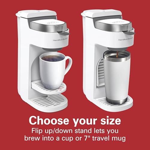 Image of Hamilton Beach 47621 The Scoop Single Serve Coffee Maker & Fast Grounds Brewer for 8-14oz. Cups, Brews in Minutes, Next Gen, White | 8-14oz. Cups | Brews in Minutes | Intuitive Controls | White | 47621