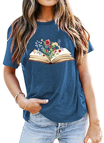 Image of Books Shirts for Women Reading T-Shirt Book Lover Tops Funny Readers Gifts Clothes Casual Librarian Tees