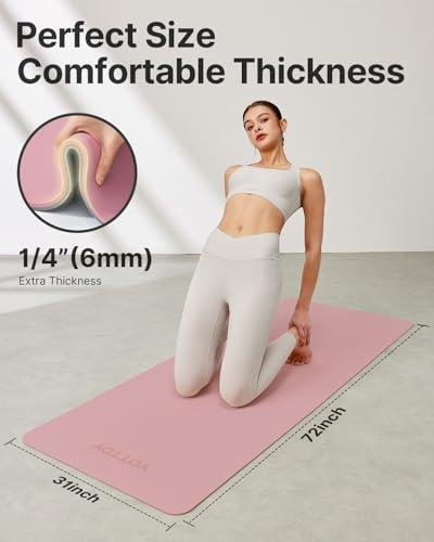 Image of Yoga Mat,Non-Slip TPE Exercise Mat(1 /4 Inch) for Pilates, Fitness & Barefoot Workouts, Home Gym Studio with Strap & Bag
