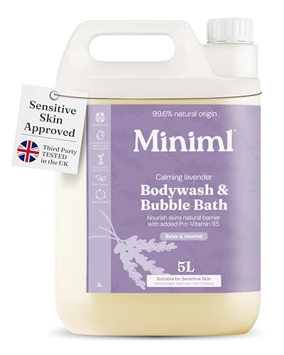Miniml Natural Eco Body Wash and Bubble Bath 5L Refill Lavender and Chamomile - For all skin types - Hypoallergenic Dermatologically Tested - Sulphate & Paraben Free Vegan & Cruelty Free