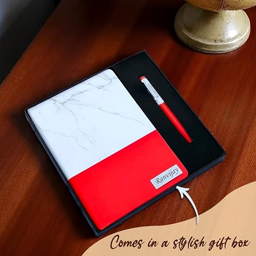 Image of SAVRI Personalized Marble Finish Diary- Engraved Name Notebook with Employee Name & Company Logo - Non-Dated Office & Corporate Gift, Joining Kit, Birthday Gift, Perfect for Writers & Personal Use