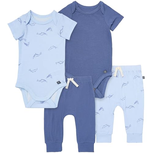 Image of Modern Moments by Gerber Unisex Baby Viscose 4-pack Bodysuit & Pant Set