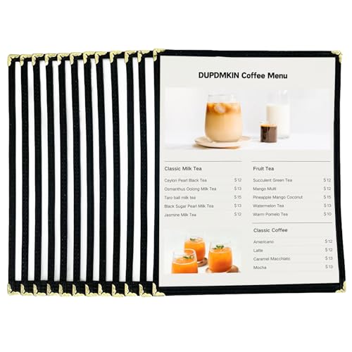 DUPDMKIN Menu Holder 12 Pack Menu Covers 1 Page 2 View Menu Covers 8.5 x 11 inch Menu Holders for Restaurant Transparent Vinyl Restaurant Menu Covers