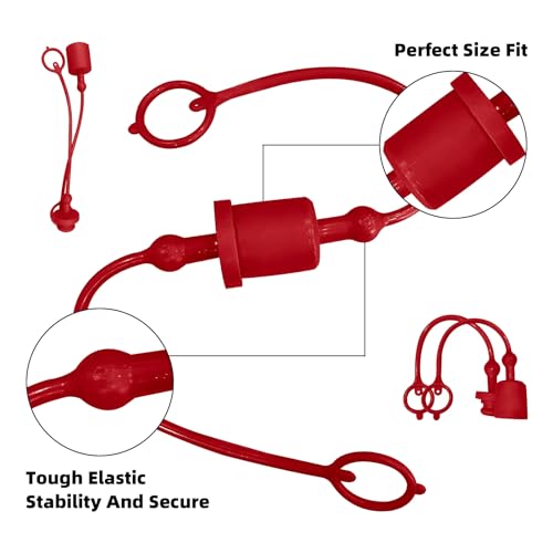 Image of 5 Sets Hydraulic Coupler Dust Cap1 /4 inch inch, 3 /8 inch inch, 1 /2 inch inch, 3 /4 inch inch, 1 inch inch Male Dust Cap and Female Plug Cover, ISO 5675 Pioneer Hydraulic Quick Coupler Cover Fittings, Red Cap with Retention Ring