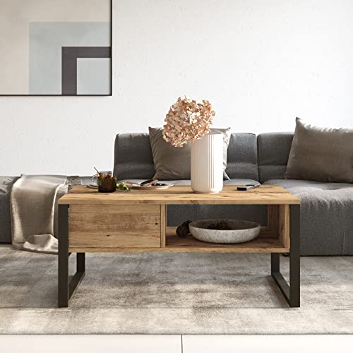 Yurupa Beistelltisch,Kaffeetisch,Sofatisch,Couchtisch,Wohnzimmertisch,Satztisch,Industrie Design,Vintage Look,ML34-A Cover