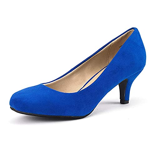 DREAM PAIRS Women's Dress Comfortable Low Heel Pump Shoes 6.5 Royal/Blue