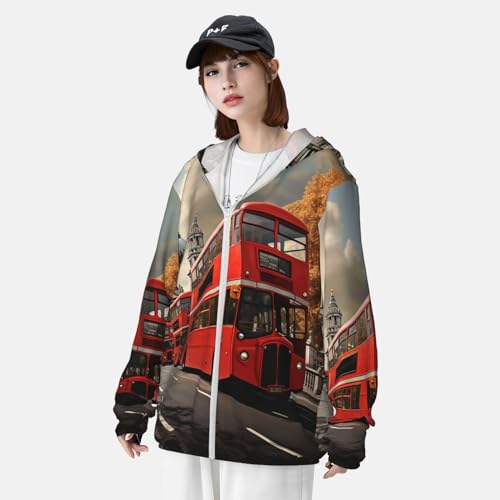 Chaqueta de protección solar para hombre UPF 50+ manga larga con capucha roja miniatura 4