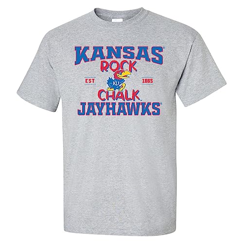 CornBorn KU Shirt Men - Kansas T Shirt - Kansas Jayhawks Apparel Mens - Rock Chalk - Gray - Medium