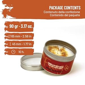 PALOSANTO - Scented Candle with Palo Santo Essential Oil and Vegetable Wax - Incense Candle - Ideal as a Fragrance and Purifier for environments - Handmade in Italy PALOSANTO Scented Candle with Palo Santo Essential Oil and Vegetable Wax Incense Candle Ideal as a Fragrance and Purifier for environments Handmade in Italy