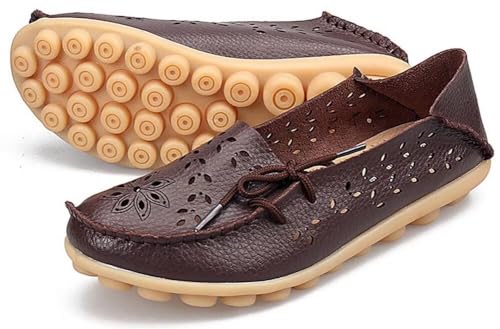 Image of Women's Floral Leather Slipper Loafers Flat Shoes Slip-Ons