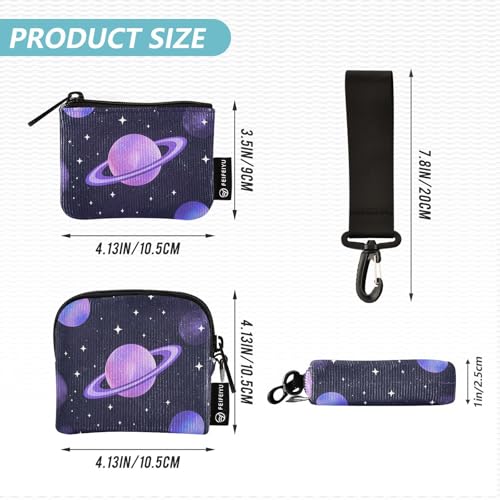 Space Planet Colorful Dual Wristlet Wallets for Women Slim Detachable Money Organizers with Zipper Pocket for Woman 2 Pcs4