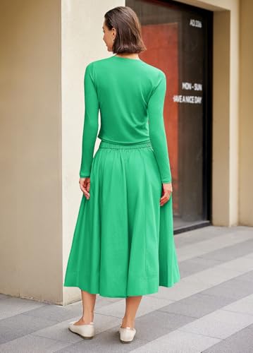 Image of Panadila Womens 2 Piece Lounge Sets Matching Vacation Outfits Ribbed Button Down Cardigan and Elastic Waist Skirt Sets