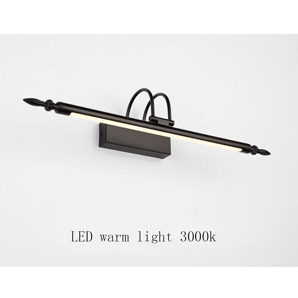 LED Spiegellampe Badleuchte 9W 630Lm Badlampe Warmweiß Spiegelleuchte Badezimmer Wasserdichte Eisen Retro Schrankleuchte Schminklicht Schwarz Spiegelschrank Lampe Acryl für Bad Spiegel L56cm