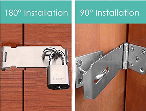 Stainless Steel Padlock Hasp, Tiberham Heavy Duty Hasp and Staple with Screws, Door Clasp Gate Lock Shed Latch Padlock Staple for Door Window Cabinet Pet Cage Crate Fitting Accessories - Image 6