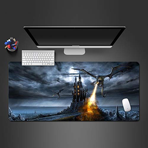 Preisvergleich Produktbild Weißer und schwarzer Wolf Mauspad hochwertige Auflage Computer Büro Tastatur ultradünne Tischmauspad Mauspad 1 600x300x2
