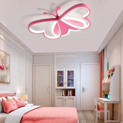 Bdxky Led Ceiling Light Fixture Modern Kids Room Flush Mount Dimmable With Remote 36W Pink Butterfly Ceiling Lamp For Girl Boy Baby Bedroom Living Room thumb #1